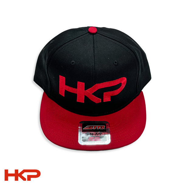 HKP Flat Brim Snapback Hat - Black & Red