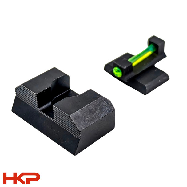 HK VP9 OR Front and Rear Sight Set - Fiber Optic - Standard Height  - Green