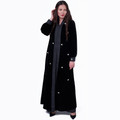 Look 01: Black Velvet Abaya with Brocade and Embroidery - MANONE COUTURE