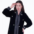 Look 01: Black Velvet Abaya with Brocade and Embroidery