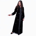Look 01: Black Velvet Abaya with Brocade and Embroidery
