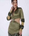 CACTUS - Green Sequin Cut out Maxi Dress
