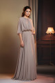 Manone Couture French Chiffon Dress with Elegant Hand Made Embroidery on the Waist - Greige Color
