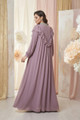Shiffon Abaya & Dress with Hand Made Embroidery Lilac Color Manone couture