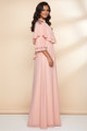 REVE Collection Shiffon Abaya & Dress with Hand Made Embroidery Pink Color