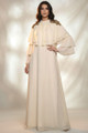 REVE Collection Shiffon Abaya & Dress with Hand Made Embroidery Cream Color