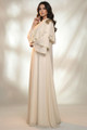 REVE Collection Shiffon Abaya & Dress with Hand Made Embroidery Cream Color