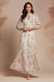 Shiffon Dress with Hand Made Embroidery Rosy Beige by Manone Couture