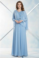 REVE Collection Shiffon Dress with Flower Embroidery Sky Blue Color