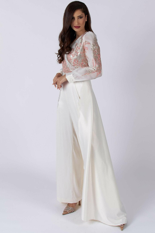 MAMATUS CLOUDS - Elegant Jumpsuit with Complementary Detachable Train - MANONE COUTURE