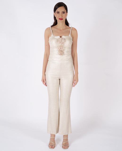 ROSY - Three Pieces Set with 3D Flower Embellishments