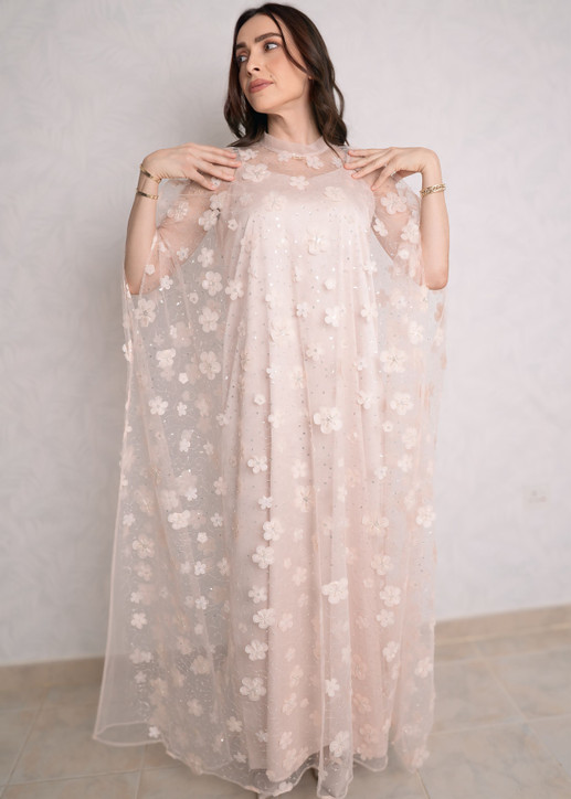 PEACH French Tulle with Roses Dress - BLOSSOM Summer Collection