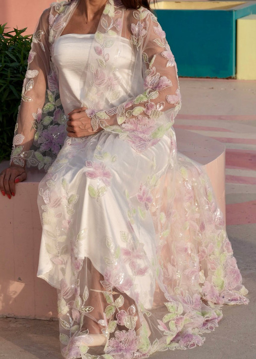 Violet Shade Abaya French Tulle - BLOSSOM Collection