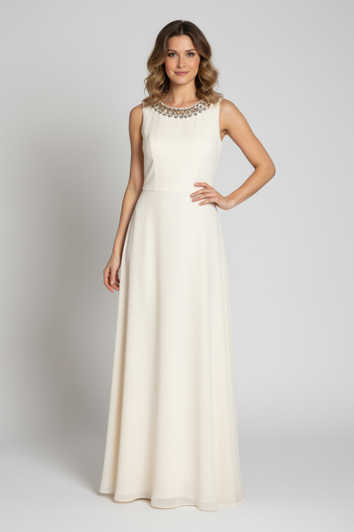 REVE Collection Shiffon Abaya & Dress with Hand Made Embroidery Offwhite