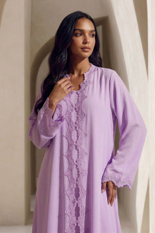 Pastel Purple Abaya with Lace