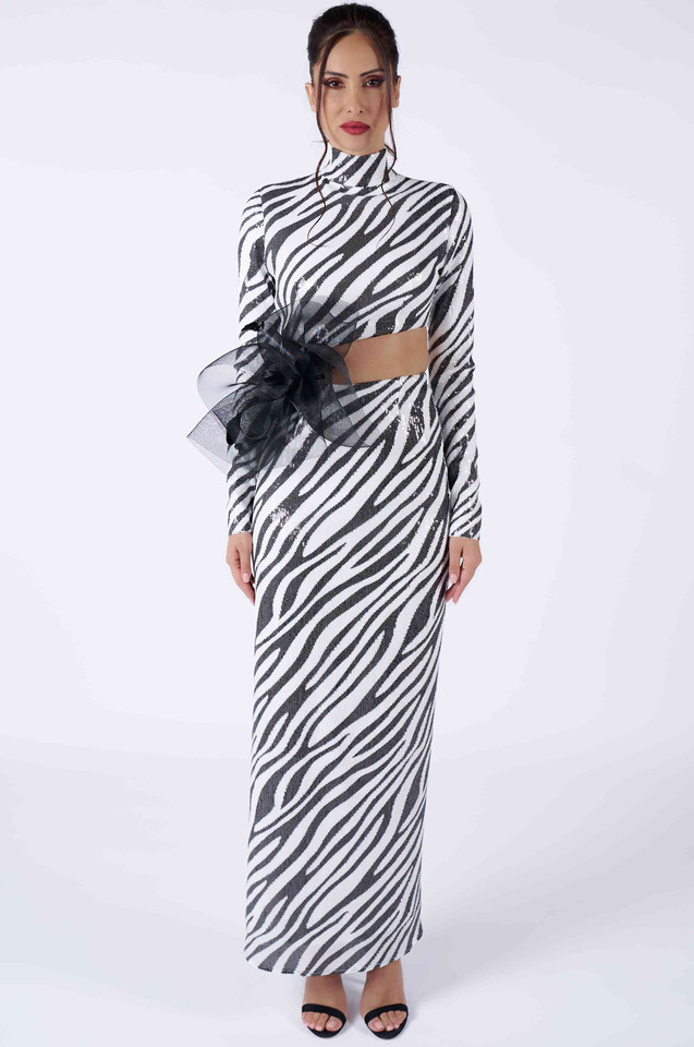 ZEBRA - Black & White Long Dress