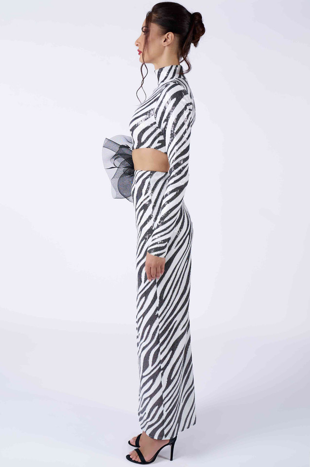 ZEBRA - Black & White Long Dress