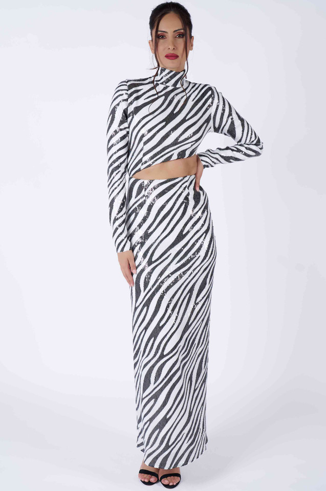 ZEBRA - Black & White Long Dress