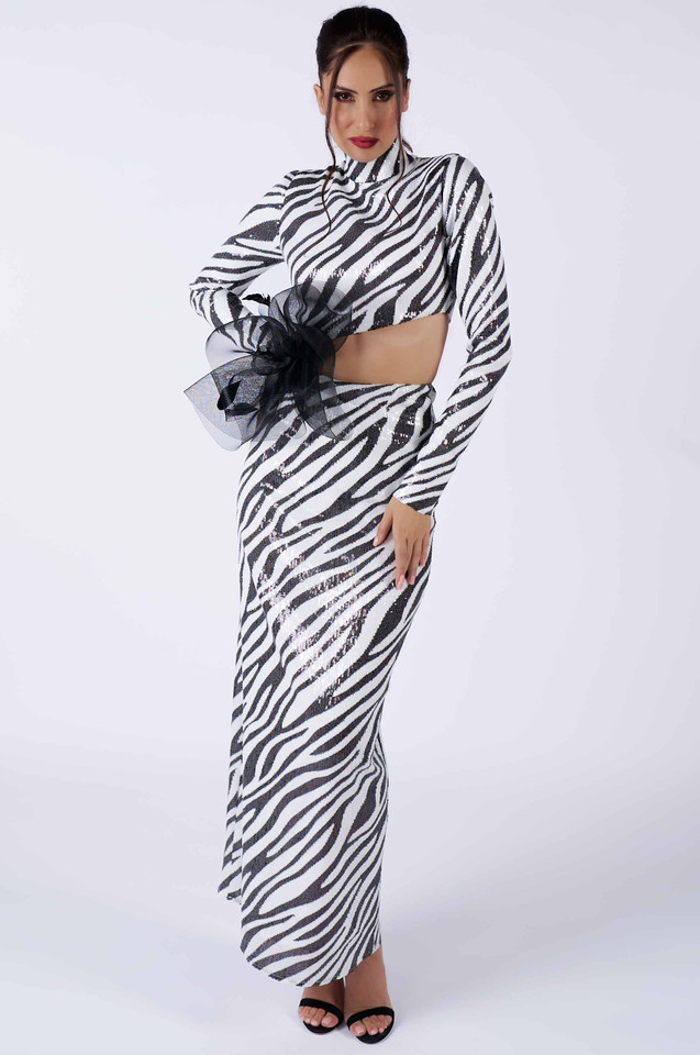 ZEBRA - Black & White Long Dress