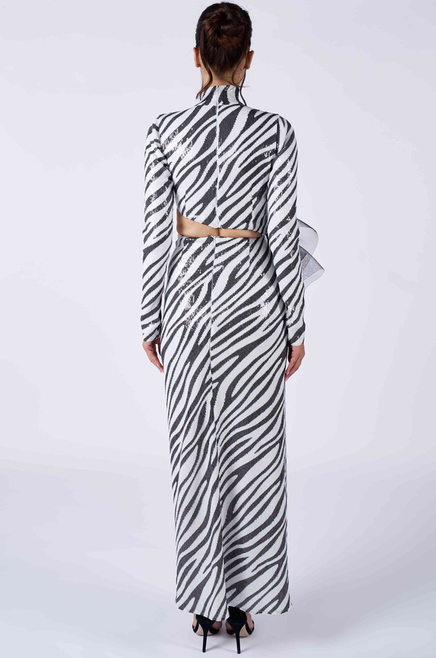 ZEBRA - Black & White Long Dress