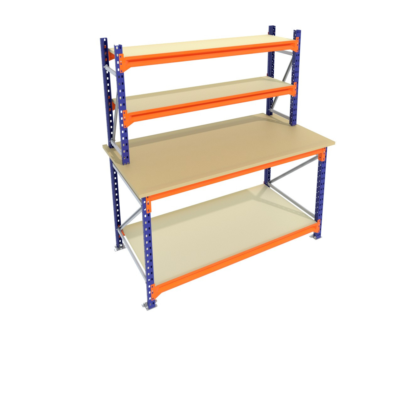 Werkbank of Inpaktafel vast - met opbouw – Blauw -  Alle maten