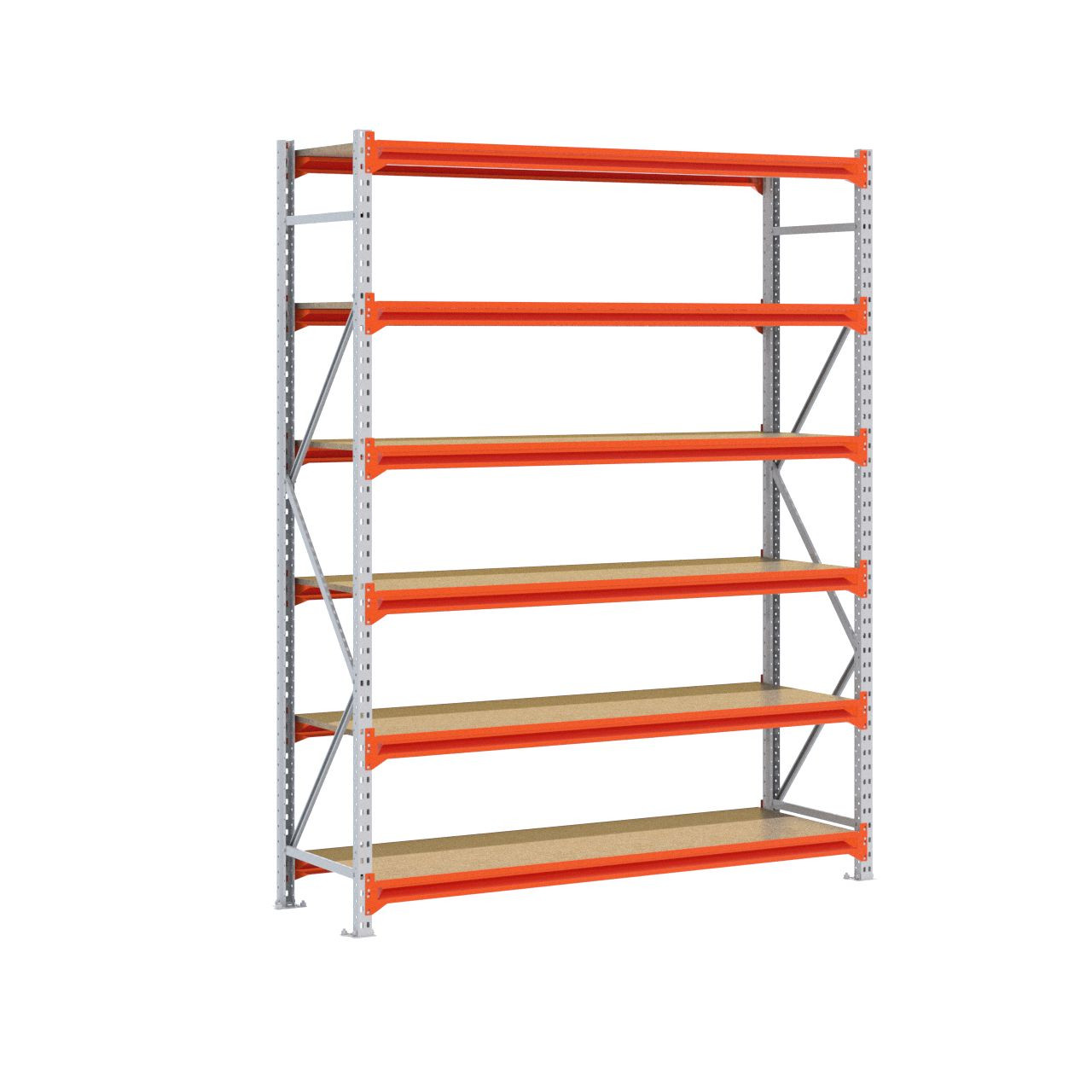 Grootvakstelling 2.500 mm x 2.000 mm x 600 mm (HxLxD) - 6 niveaus GALVA (Liggers: 1.850 mm)