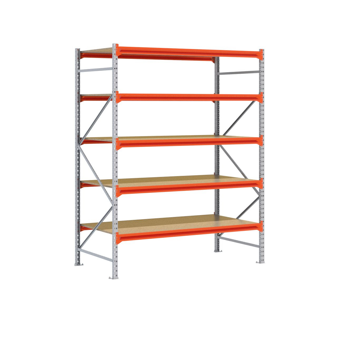 Grootvakstelling 2.500 mm x 2.000 mm x 1.000 mm (HxLxD) - 5 niveaus GALVA (Liggers: 1.850 mm)