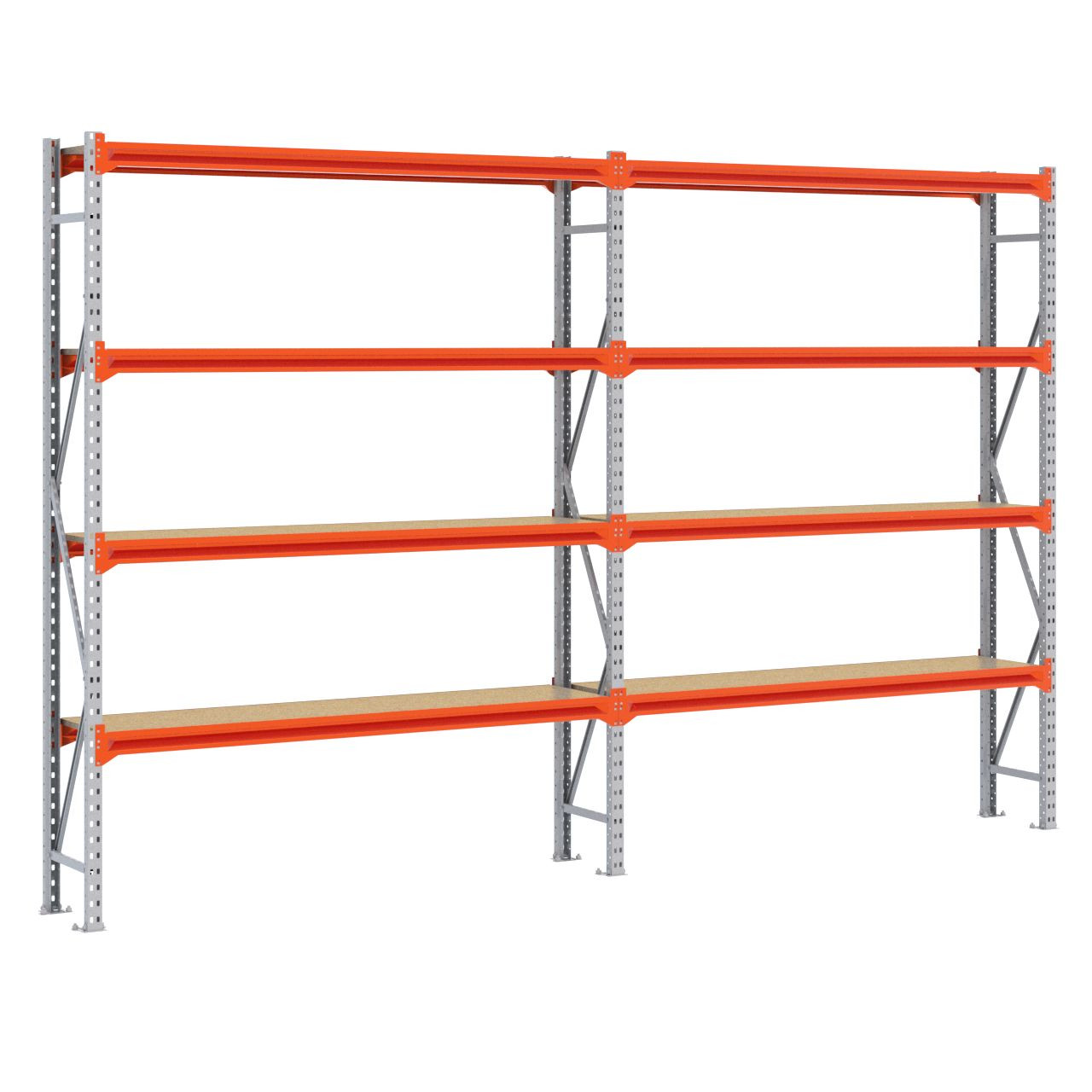 Grootvakstelling 2.500 mm x 3.900 mm x 400 mm (HxLxD) - 4 niveaus GALVA (Liggers: 1.850 mm)