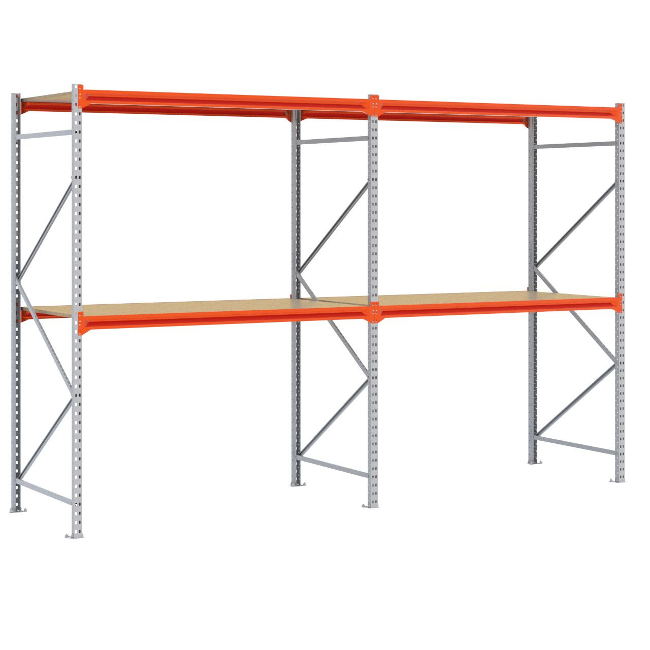 Grootvakstelling 2.500 mm x 3.900 mm x 1.000 mm (HxLxD) - 2 niveaus GALVA (Liggers: 1.850 mm)