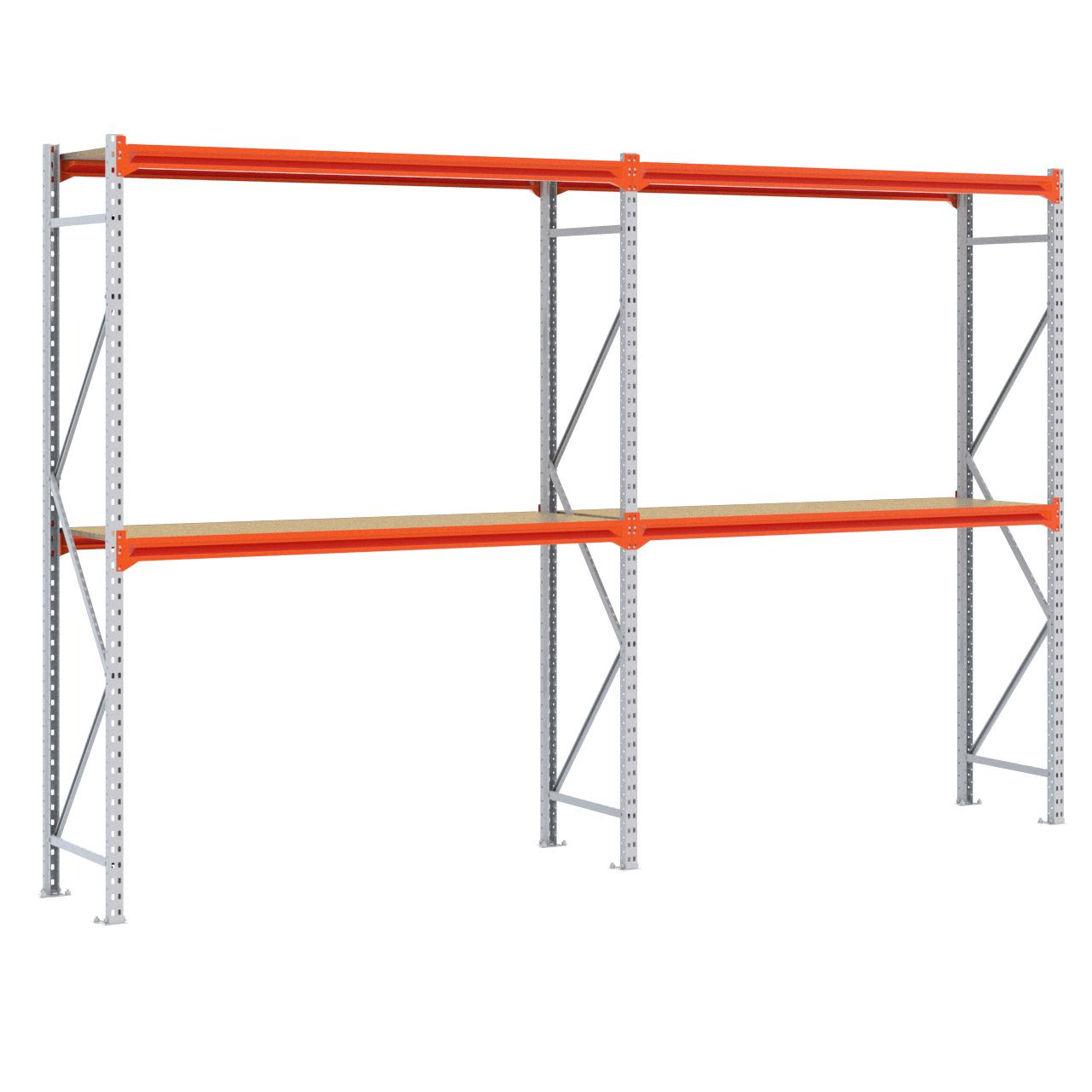 Grootvakstelling 2.500 mm x 3.900 mm x 600 mm (HxLxD) - 2 niveaus GALVA (Liggers: 1.850 mm)