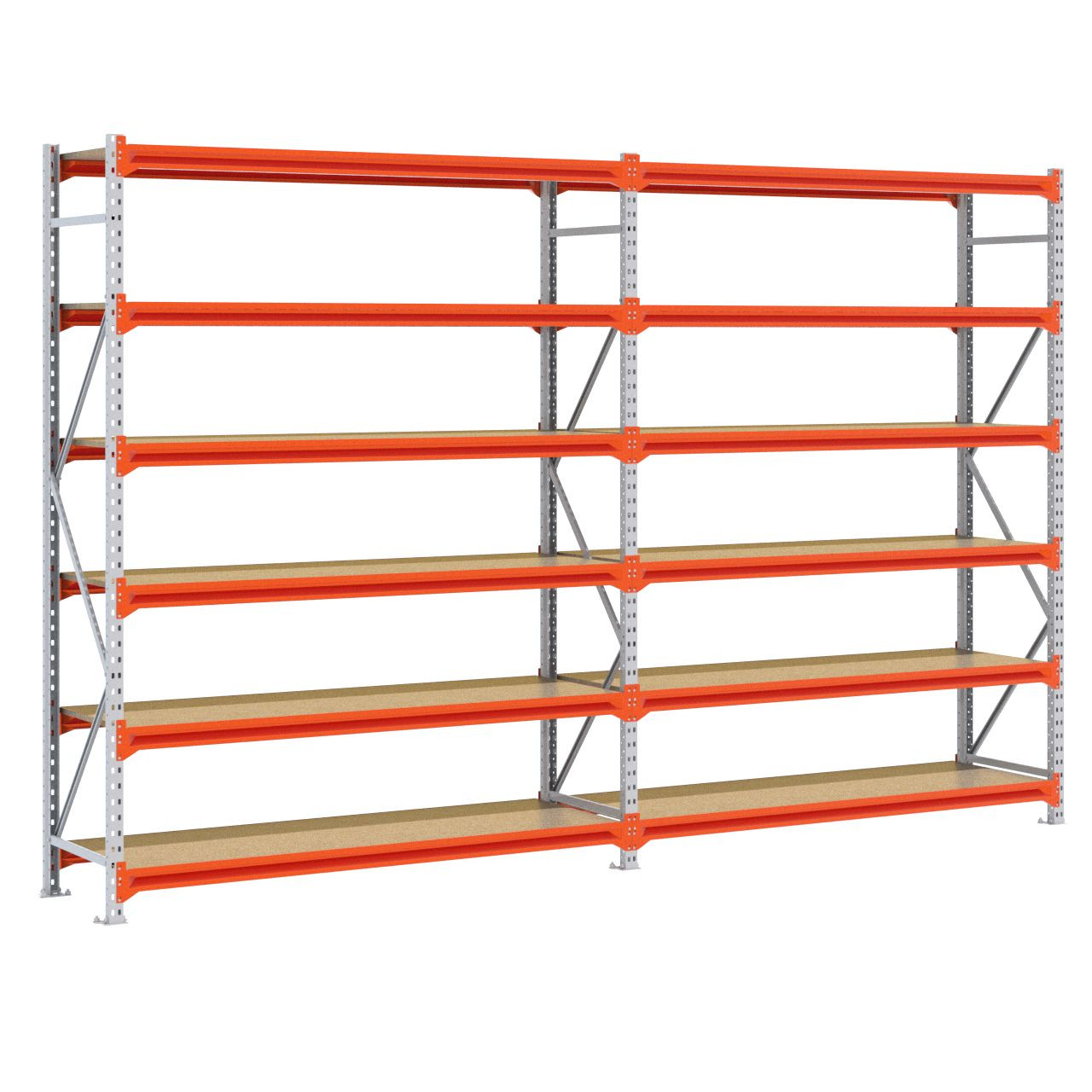 Grootvakstelling 2.500 mm x 3.900 mm x 600 mm (HxLxD) - 6 niveaus GALVA (Liggers: 1.850 mm)
