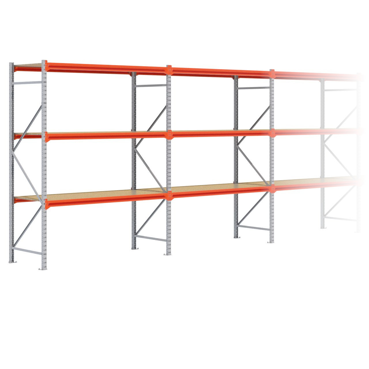 Grootvakstelling 2.500 mm x 7.700 mm x 800 mm (HxLxD) - 3 niveaus GALVA