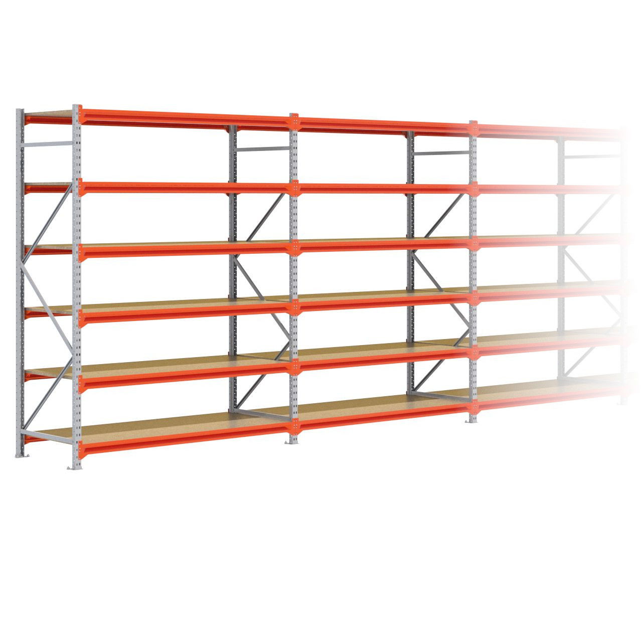 Grootvakstelling 2.500 mm x 7.700 mm x 800 mm (HxLxD) - 6 niveaus GALVA