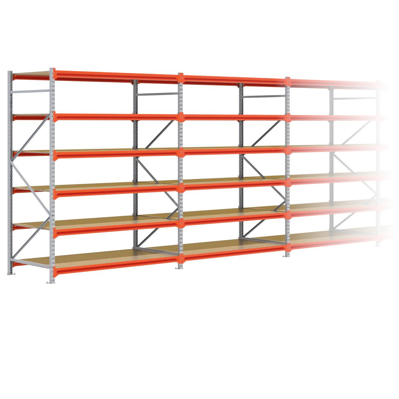 Grootvakstelling 2.500 mm x 7.700 mm x 1.000 mm (HxLxD) - 6 niveaus GALVA