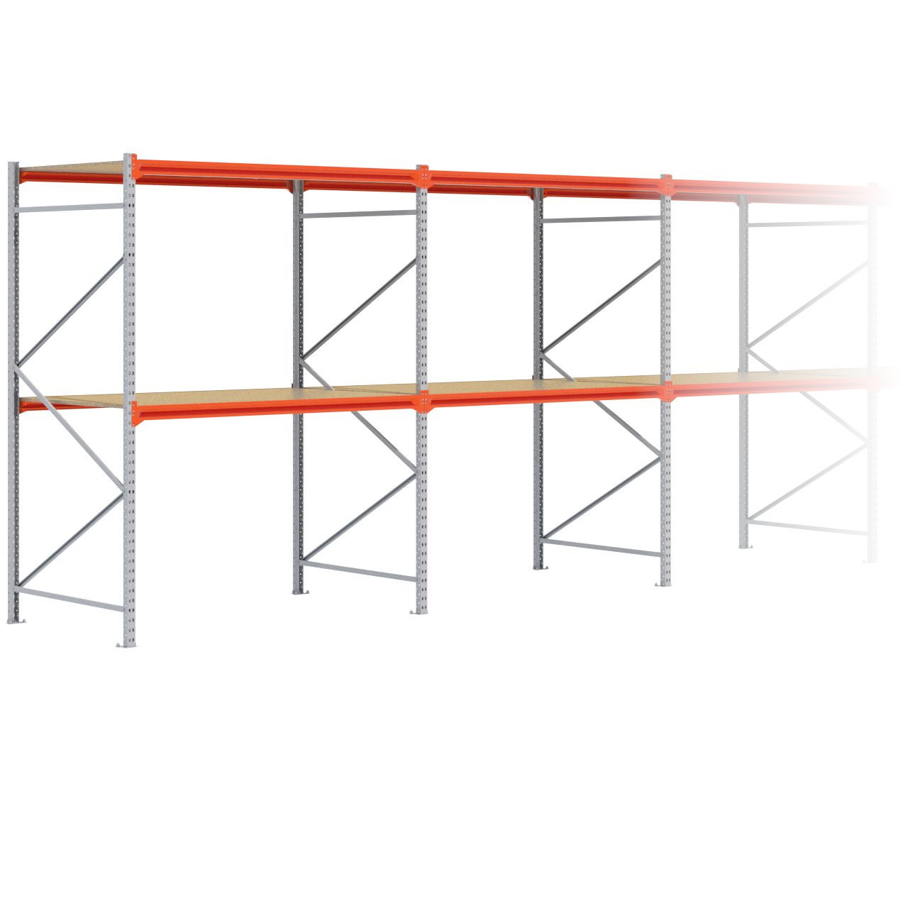 Grootvakstelling 2.500 mm x 11.500 mm x 1.200 mm (HxLxD) - 2 niveaus GALVA