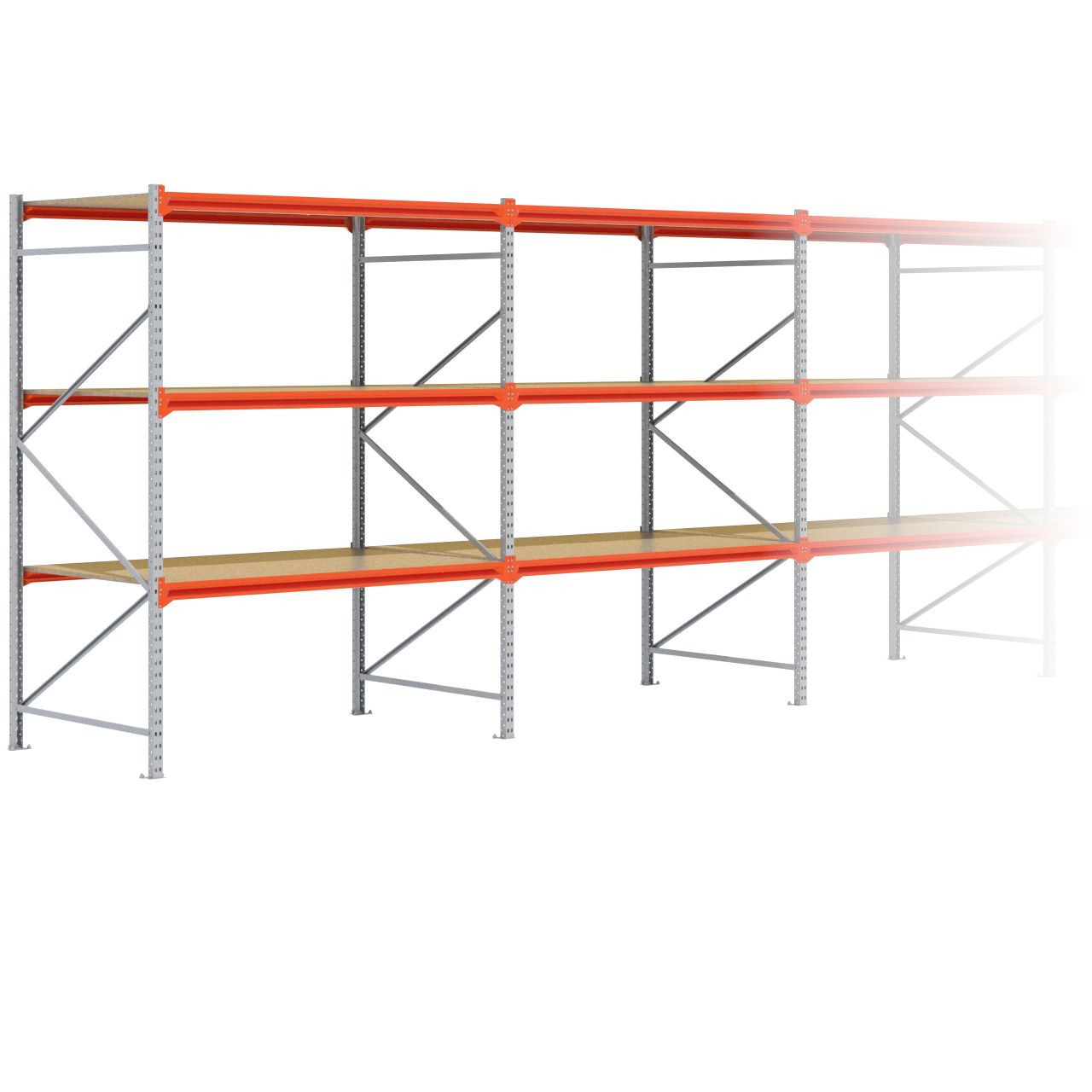 Grootvakstelling 2.500 mm x 11.500 mm x 1.200 mm (HxLxD) - 3 niveaus GALVA