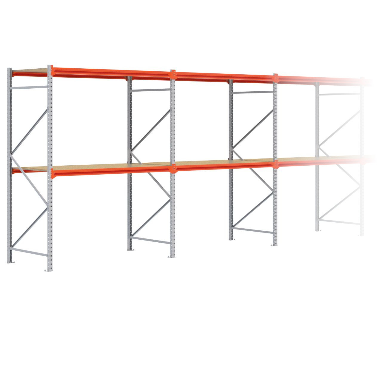 Grootvakstelling 2.500 mm x 11.500 mm x 1.000 mm (HxLxD) - 2 niveaus GALVA