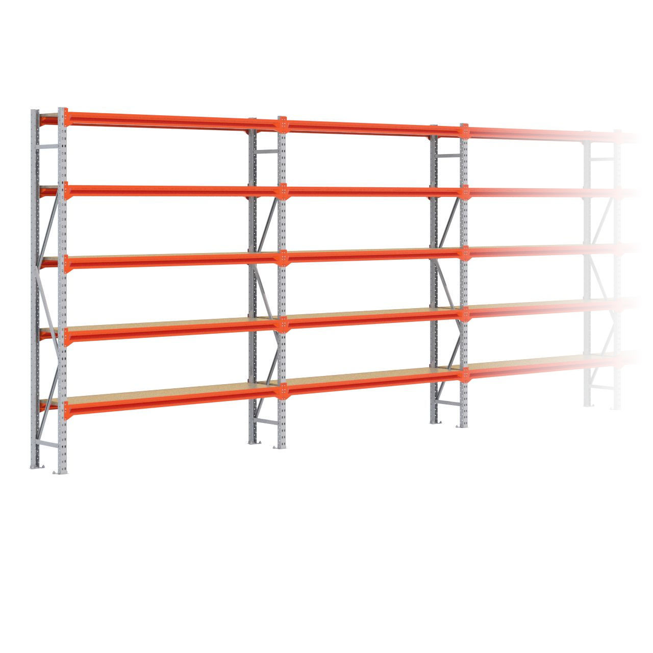 Grootvakstelling 2.500 mm x 13.400 mm x 400 mm (HxLxD) - 5 niveaus GALVA