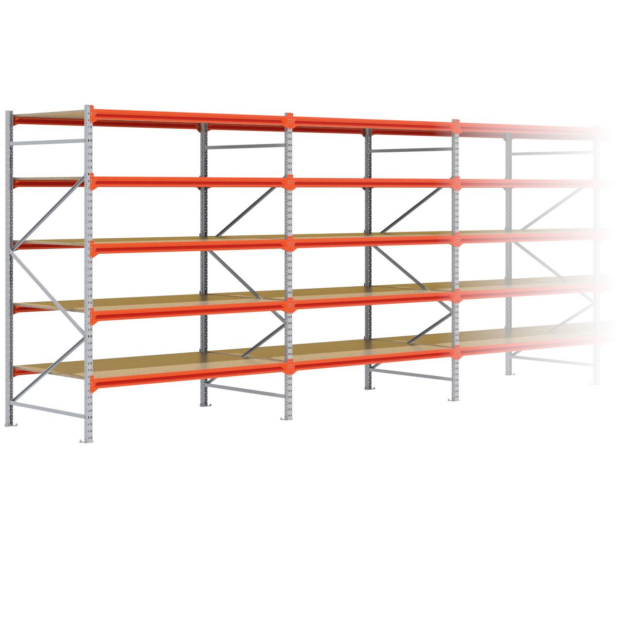 Grootvakstelling 2.500 mm x 13.400 mm x 1.200 mm (HxLxD) - 5 niveaus GALVA