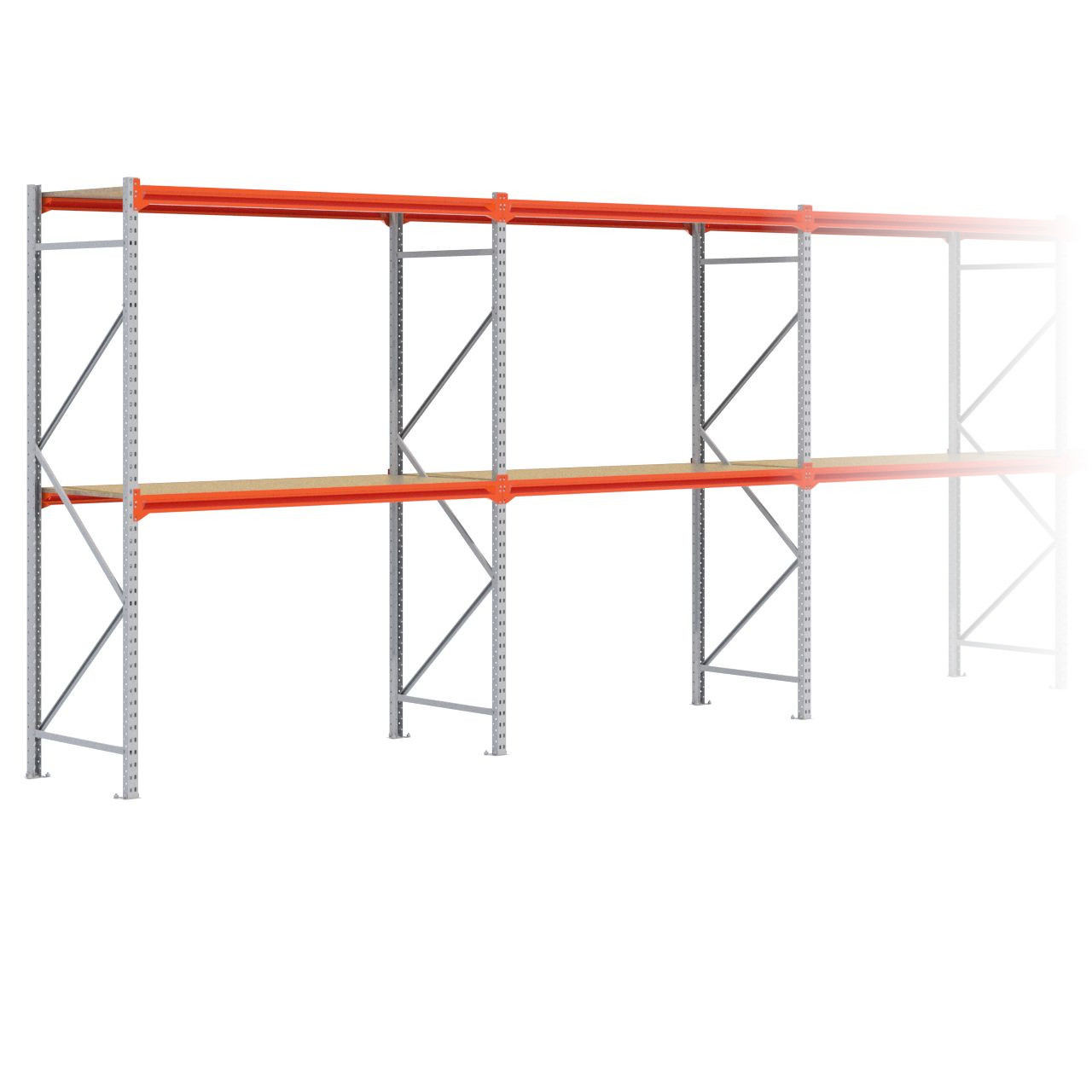 Grootvakstelling 2.500 mm x 13.400 mm x 800 mm (HxLxD) - 2 niveaus GALVA