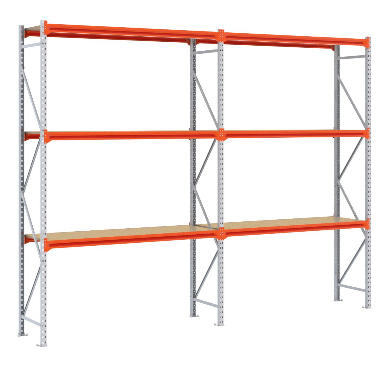 Grootvakstelling 3.000 mm x 3.900 mm x 600 mm (HxLxD) - 3 niveaus GALVA (Liggers: 1.850 mm)
