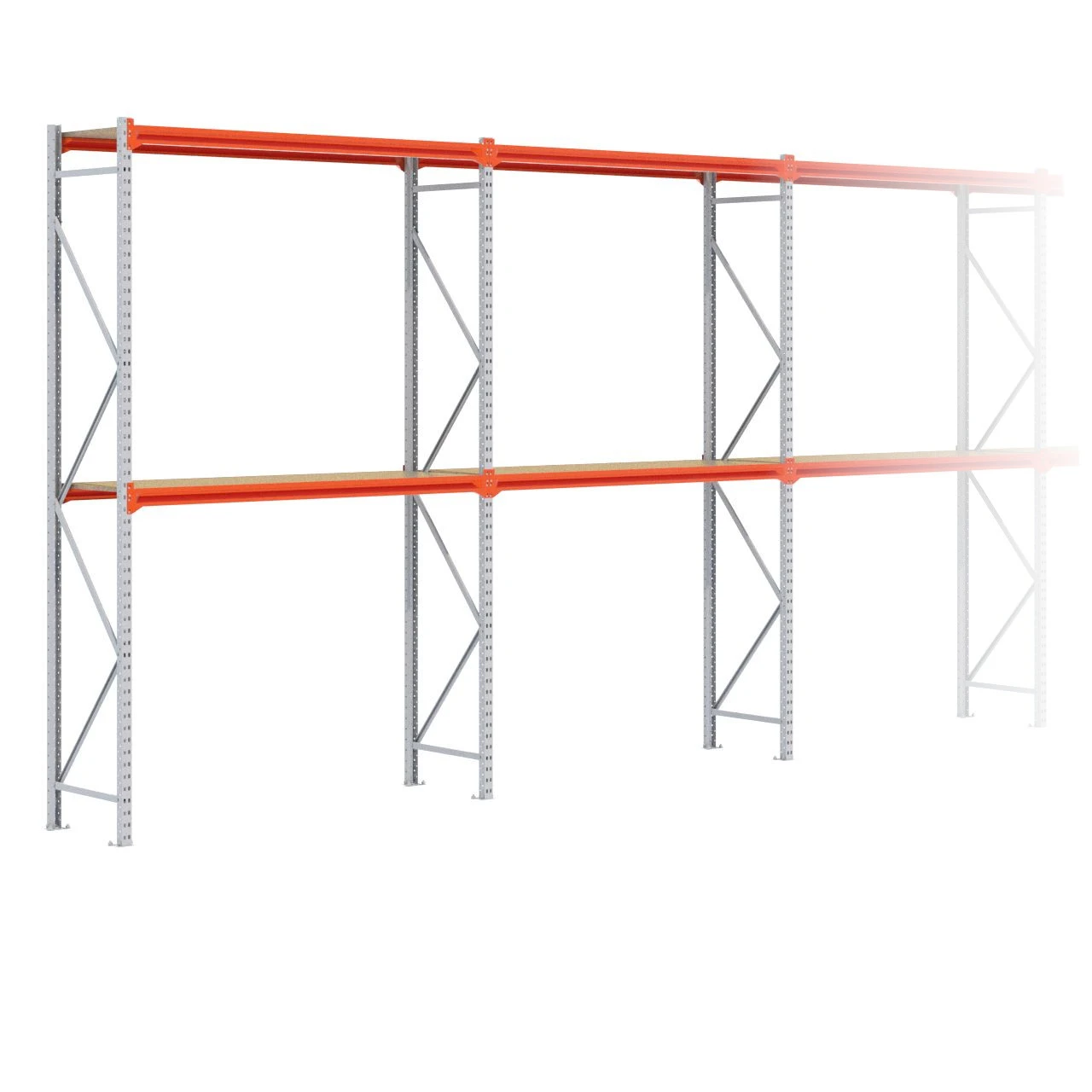 Grootvakstelling 3.000 mm x 11.500 mm x 600 mm (HxLxD) - 2 niveaus GALVA