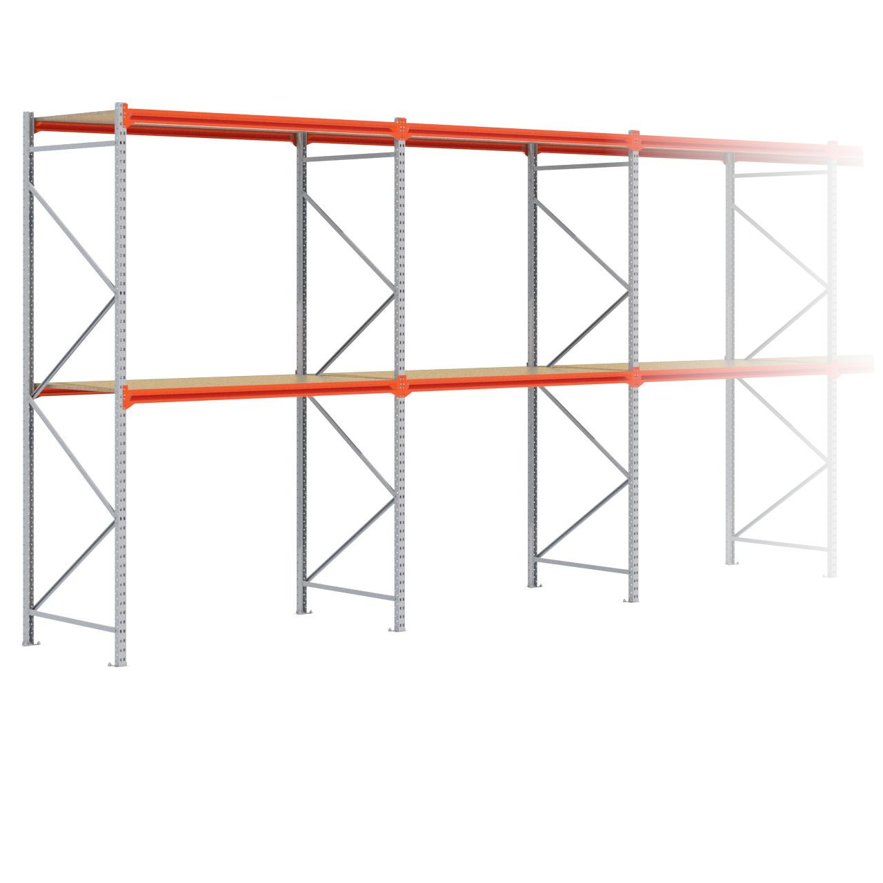 Grootvakstelling 3.000 mm x 11.500 mm x 1.000 mm (HxLxD) - 2 niveaus GALVA
