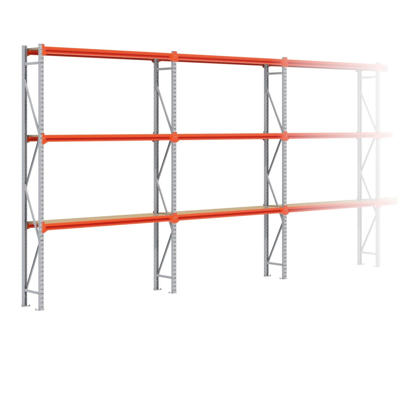Grootvakstelling 3.000 mm x 17.200 mm x 400 mm (HxLxD) - 3 niveaus GALVA