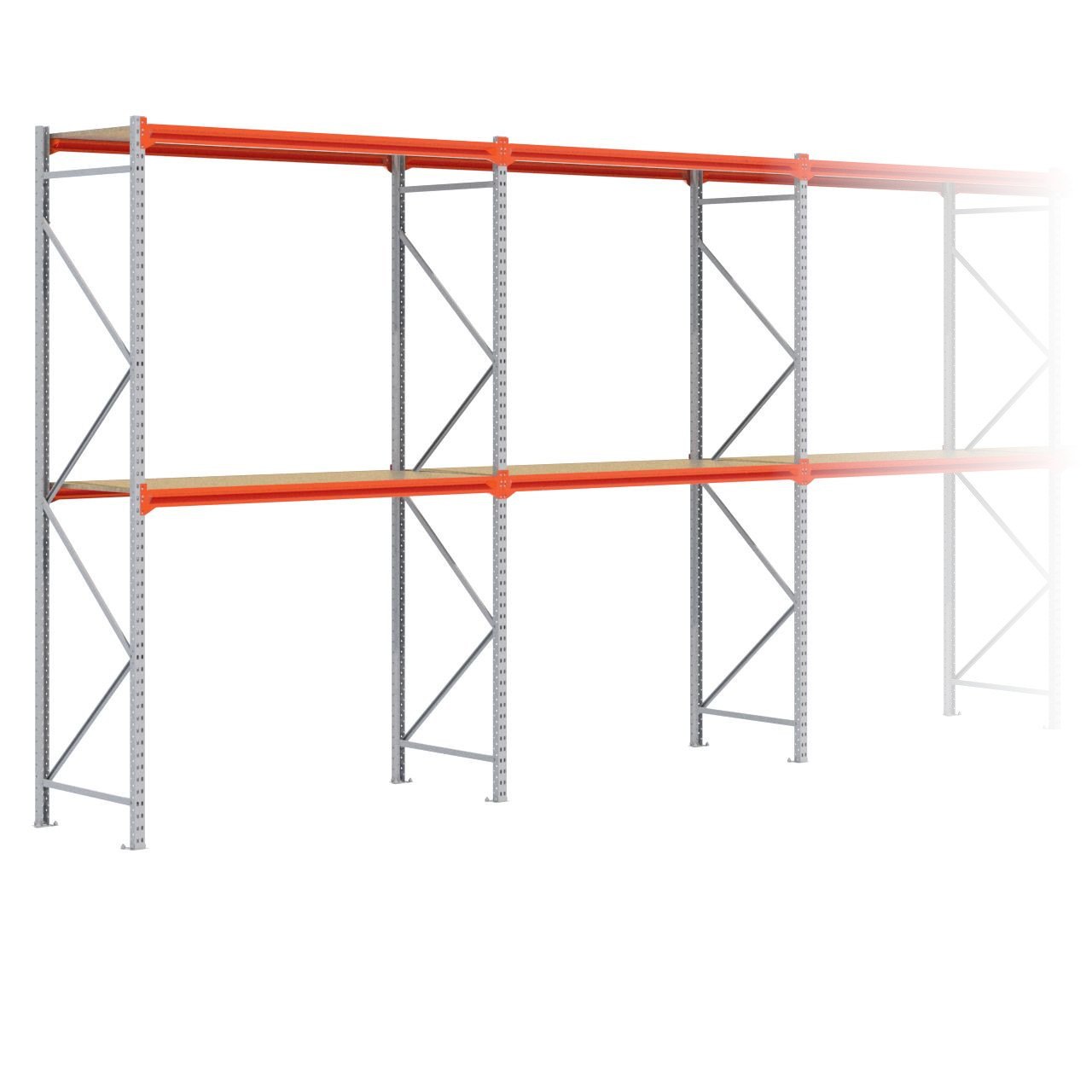 Grootvakstelling 3.000 mm x 17.200 mm x 800 mm (HxLxD) - 2 niveaus GALVA