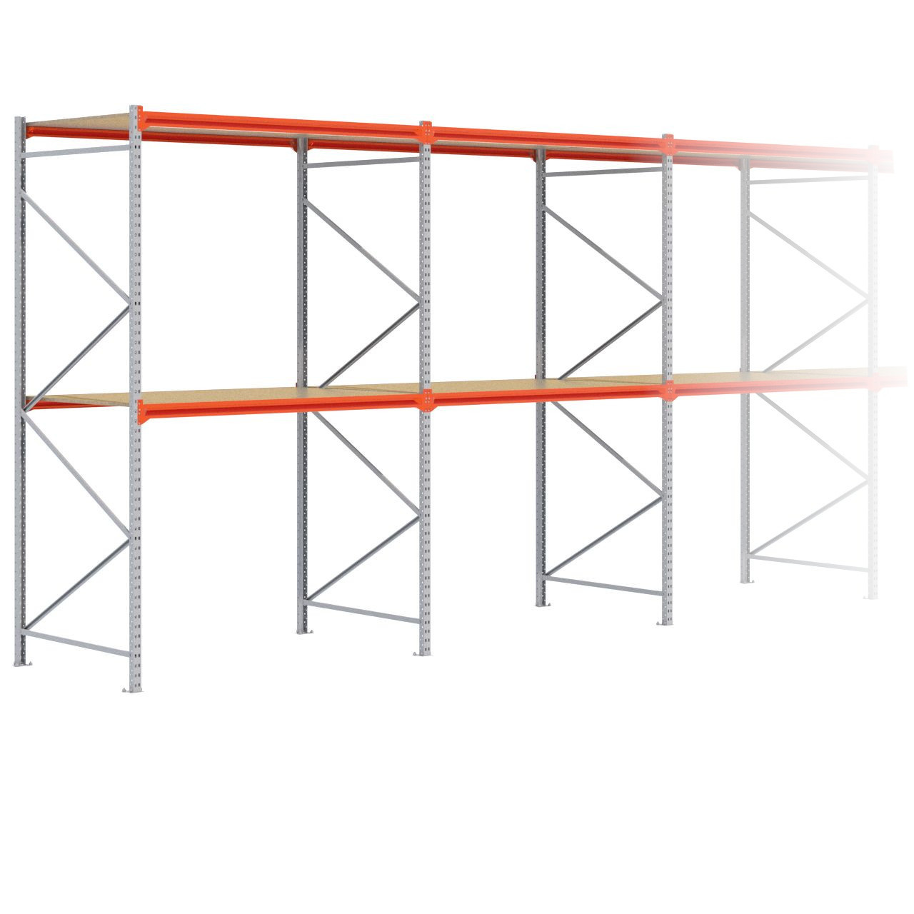 Grootvakstelling 3.000 mm x 19.100 mm x 1.200 mm (HxLxD) - 2 niveaus GALVA