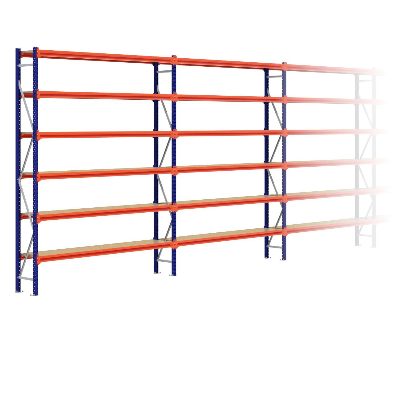 Grootvakstelling 3.000 mm x 9.300 mm x 400 mm (HxLxD) - 6 niveaus