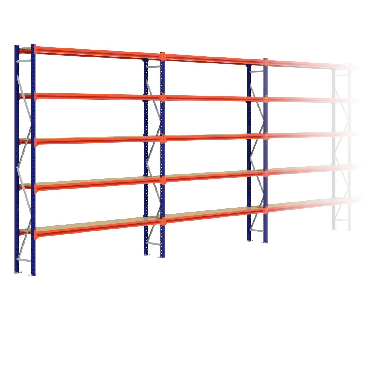Grootvakstelling 3.000 mm x 11.600 mm x 400 mm (HxLxD) - 5 niveaus