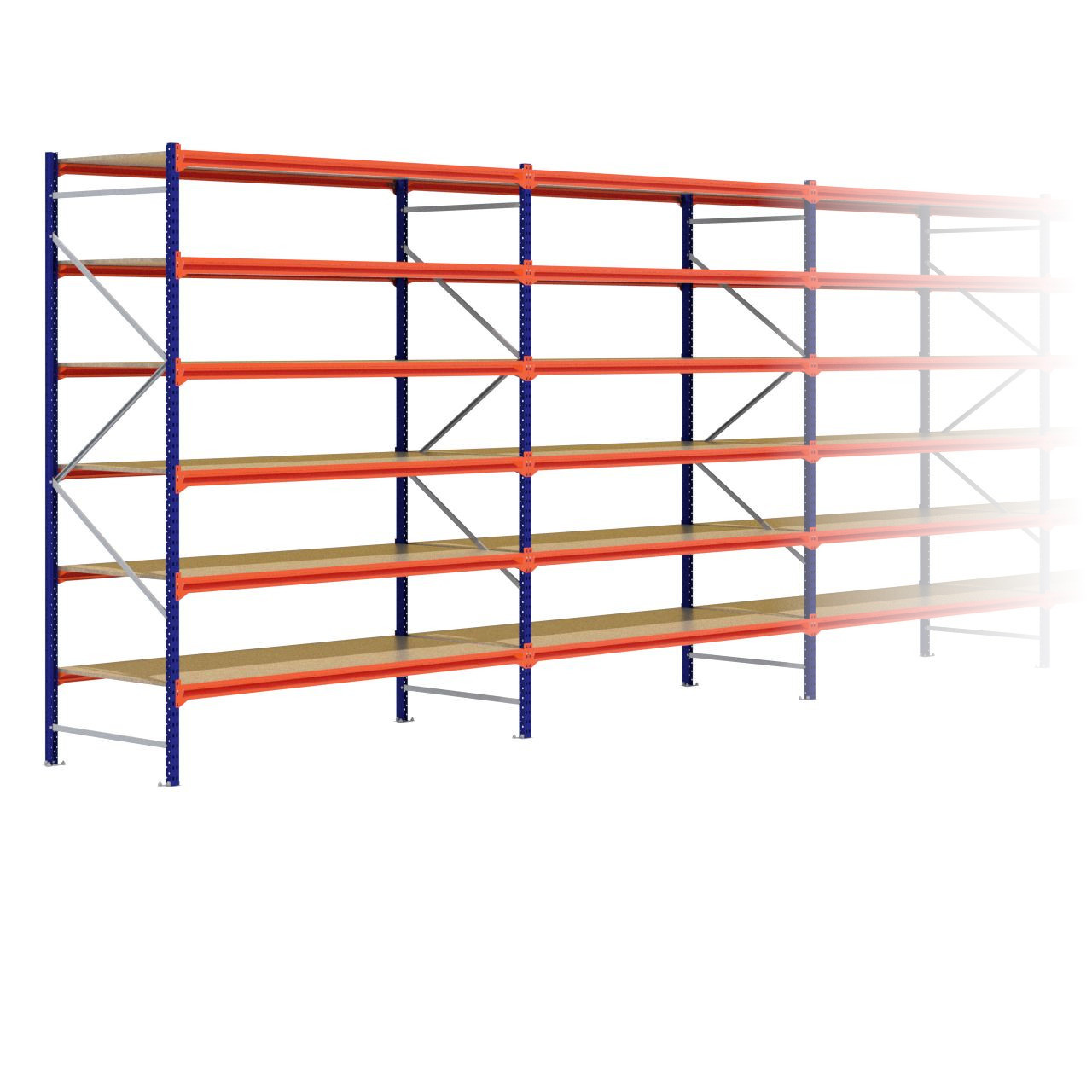 Grootvakstelling 3.000 mm x 11.600 mm x 1.000 mm (HxLxD) - 6 niveaus