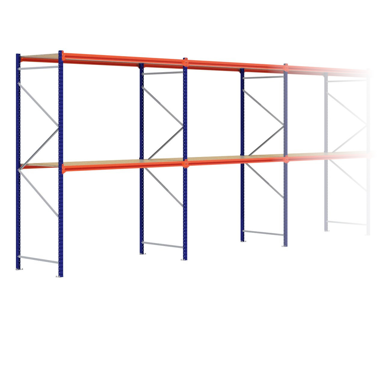 Grootvakstelling 3.000 mm x 16.200 mm x 1.000 mm (HxLxD) - 2 niveaus
